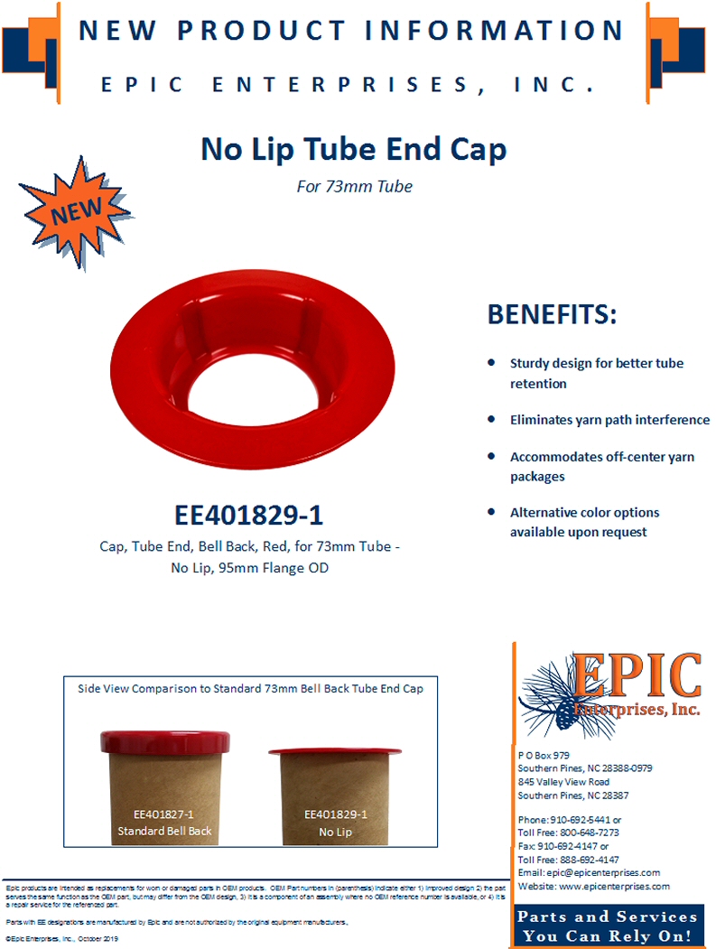 EE401829-1 No Lip Tube End Cap for 73mm Tube